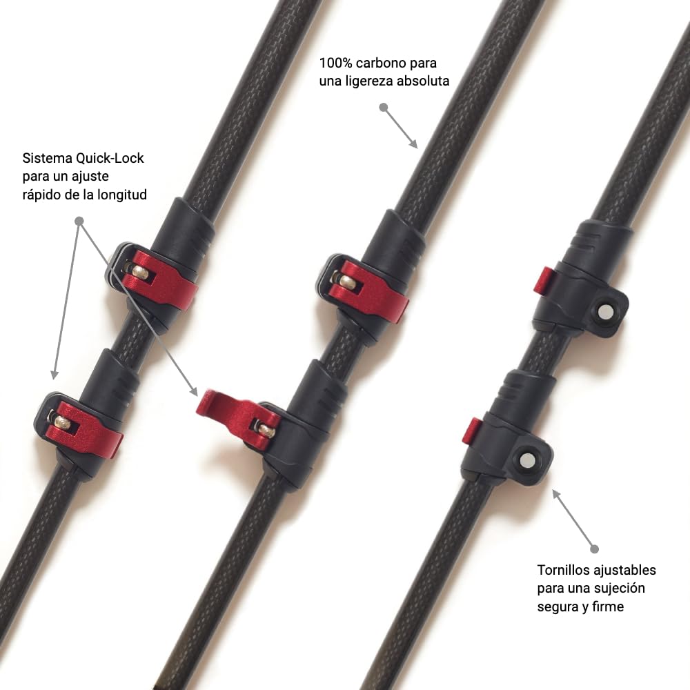 Steinwood Bastones de Senderismo de Carbono prémium, Muy Ligeros, Ajustables con telescópico y Cierre de Pinza con Tope de Goma Extra y Bolsa de Transporte