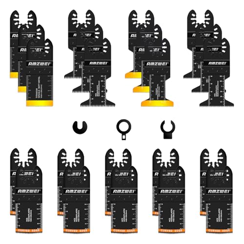 AMZWEI 22PCS Oscillating Tool Blades Metal Wood, 5 Types Quick