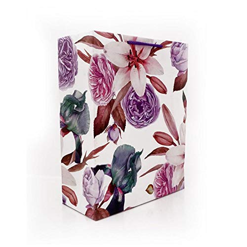 Arrow Paper Products Carry Bags Lilly Flower Return for Weddings, Birthday, Holiday Presents (Pack of 10, 28x20x7.5 cm)