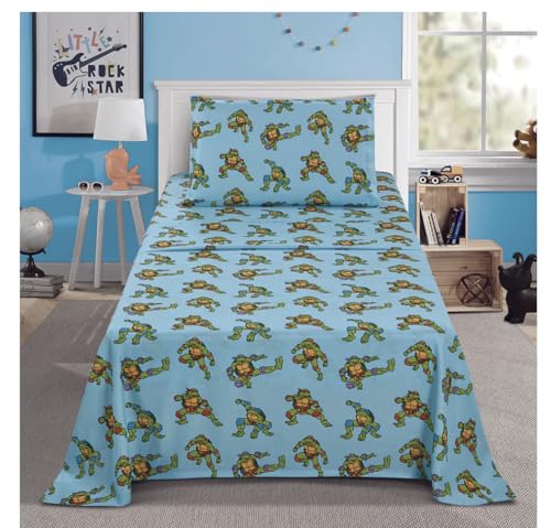 Jay Franco Twin Size Sheet Set 3 Pieces Kids Set (TMNT Ninja Turtles), Pink, Black
