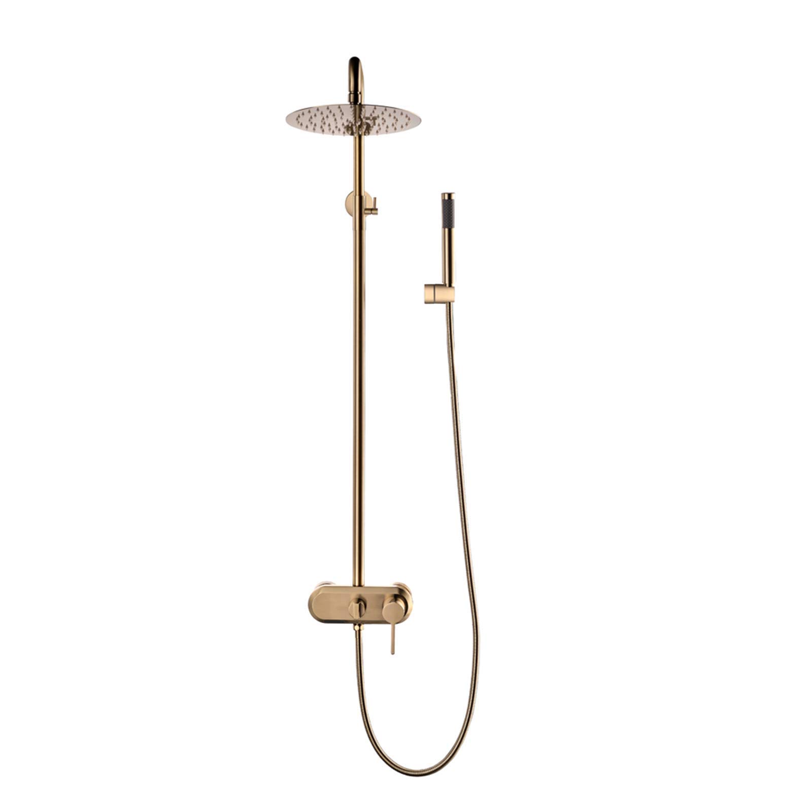 AYCDL Brushed Gold Shower Combo Set Wall Mounted Bathroom Shower Faucet Set with 10 Inches Rainfall Shower Head, Handheld Shower, Waterfall Bathtub Faucet