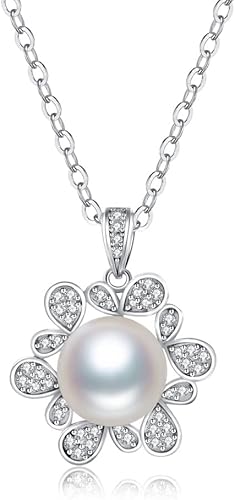 Collar de perlas collar para mujer esposa amiga chapado en oro de 18 quilates collar de plata de ley 925 joyería de regalo de cumpleaños para esposa