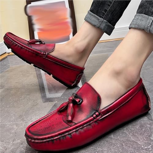 Mens Loafers Square Toe Brogue Embossed with Tassel Driving Loafers Lightweight Slip Resistant Flexible Party Slip-ons2