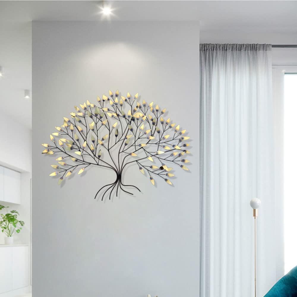 LARNT Arte De Pared De Metal Con árbol De La Vida, Decoración De árbol De La Vida, Arte De Ramas De Metal Para Pared, Colgante De Naturaleza, Letrero De Granja, Decoración