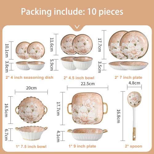 10 Stuks Servies Set, Luxe Moderne Servies Schotel Set Voor 2 Personen Kom Plaat Lepel Thuis Gift Voor Housewarming, Bruiloft, Verjaardag - Afbeelding 3