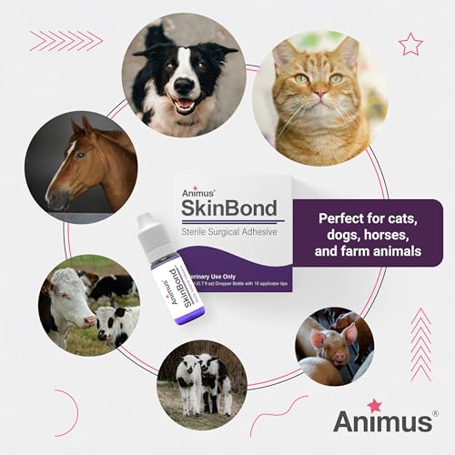 animus skinbond animal skin glue  quick-setting surgical glue  fast-acting bleeding control amp wound closure  flexible amp waterproof wound sealer  2ml amp 10 applications - made in the usa