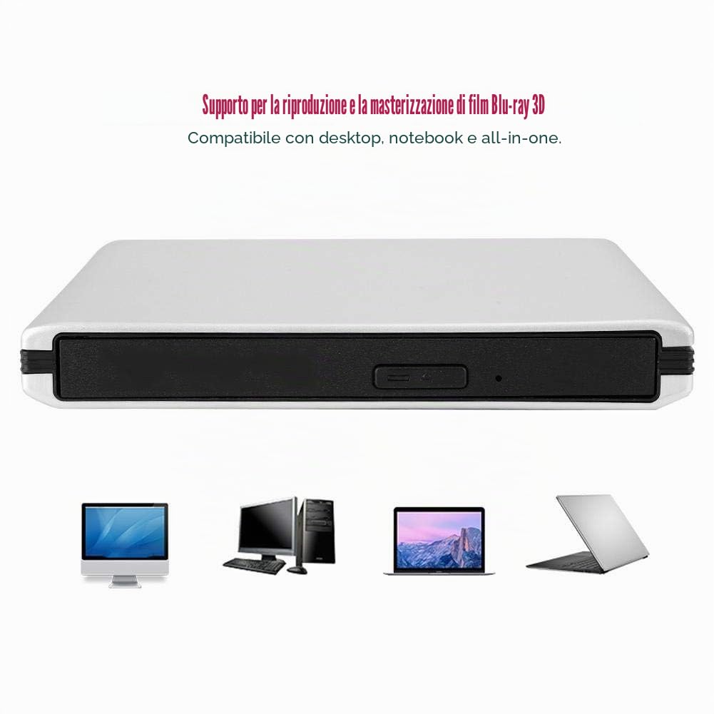 USB 3.0 Blu-Ray PC Portatile unità Ottica Esterna Dvd CD BD Writer Recorder Driver Portatile Sottile Driver Portatile in Lega di Alluminio PC Masterizzatore Dvd Esterno CD Driver