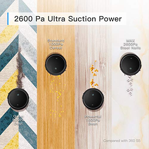 360 C50 Robot Vacuum and Mop, 2600 Pa, Schedule, Deep, Spot Cleaning, Remote Control, Works with Alexa and Google Assistant