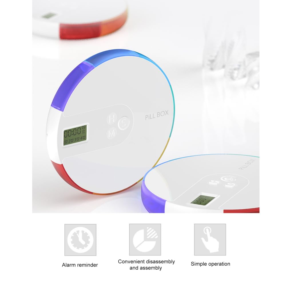 Portapillole elettronico con promemoria intelligente portatile 7 scomparti organizzatore settimanale per pillole con timer orologio 12/24 ore 4 sveglie impermeabile materiale di grado alimentare per