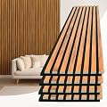 Art3d 4-Piece 94 x 12.6 Inch Acoustic Lightweight Slat Wall Panel - Waterproof Wood Textured Wainscoting Panel of 33 Sq.Ft for Bedroom, Home Theater Office Accent Wall, Teak