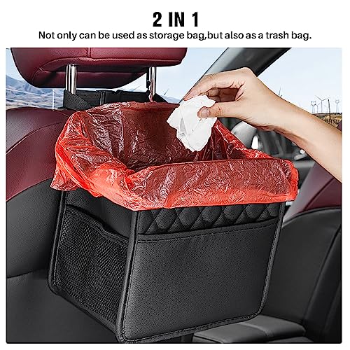 Image of LXUNYI Car Organizer Back Seat, Waterproof Pu Leather Car Seat Storage Bag Foldable Universal Hanging Seatback Organizer for Kids & Adults Travel road Trip Essentials
