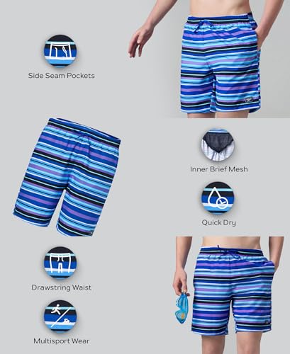 Image of Speedo Men's 4 Way Flex Essential Printed Watershorts with Side Pockets | Water Repellent | Internal Drawcord | Wide Waistband Swimming Trunks