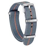 QUARKZMAN Cinturino Orologio Nylon 20mm Argento Grigio Scuro/Arancione