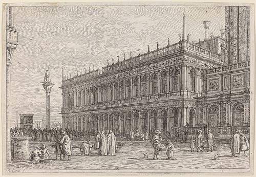 Lienzo cuadro de la librería de Canaletto pintura de 60x90cm para renovar el salón comedor