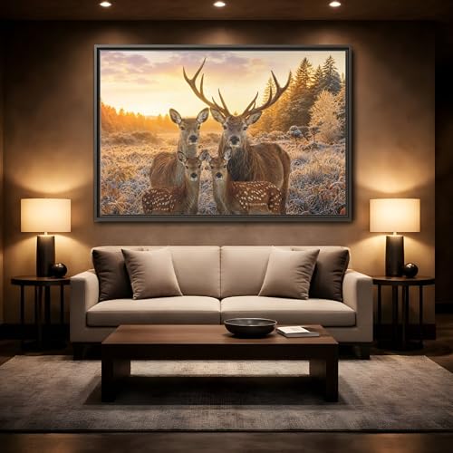 Tableau cerf doré pour salon chic grand format 60x40cm - 2