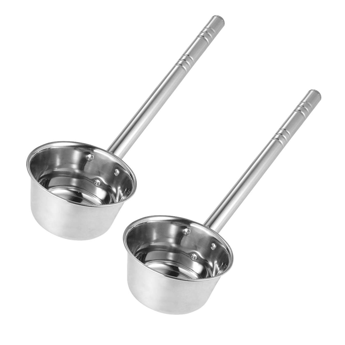 DOITOOL Lot de 2 louches à eau avec poignée en acier inoxydable pour salle de bain, lavage des cheveux, cuillère à eau de 39 cm, louche d'arrosage de jardin, louche de cuisine, louche à soupe