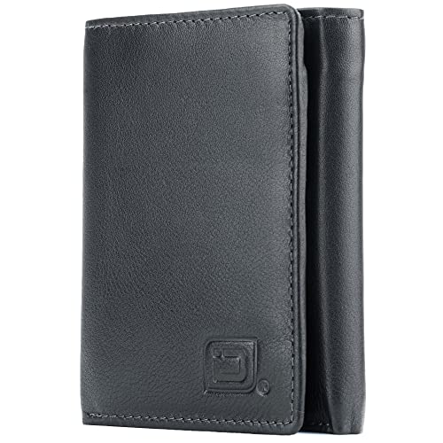 Image of ID Stronghold Men's Leather Trifold Wallet - RFID Blocking - Black Wallet with Gift Box
