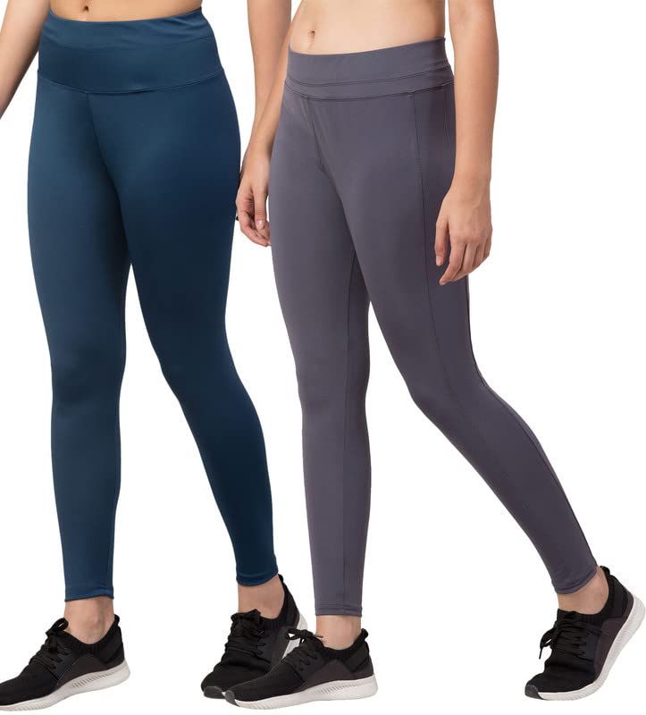 Image of BLUECON Gym wear Leggings Ankle Length Workout Pants | Stretchable Tights | Mid Waist Sports Fitness Yoga Track Pants for Girls & Women (Pack of 2)
