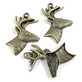 Dimensions : 38 x 55 x 7 mm. F6YN7M Breloque en forme de cerf de Noël Bronze antique bronze ancien