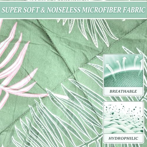 Image of MORADO Glace Cotton AC Comforter /Blanket /Quilt for Double Bed | Ultra Soft & Lightweight | All Season Reversible Comforter | Cozy Bedding for Home & Hotel | Size 90x100 Inches,Green & Leaf,Double