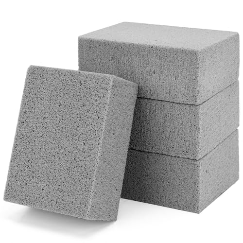 4 Pack Grill Cleaning Bricks Pumice Stone for Cleaning Oven Stove BBQ Grill Commercial Grade Cleaner for Cookers Frying Pans Racks Flat