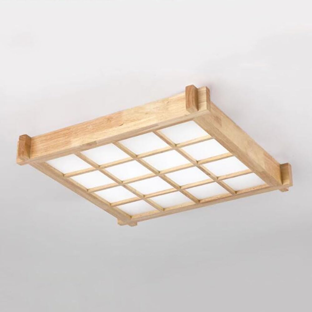 Bezstopniowa Ściemnialna Nowoczesna Lampa Sufitowa LED Z Drewna Minimalistyczna, Energooszczędna Lampa Sufitowa Oświetlenie LED Do Montażu Podtynkowego Blisko Sufitu Do Salonu, Jadalni,gabinetu STVDED