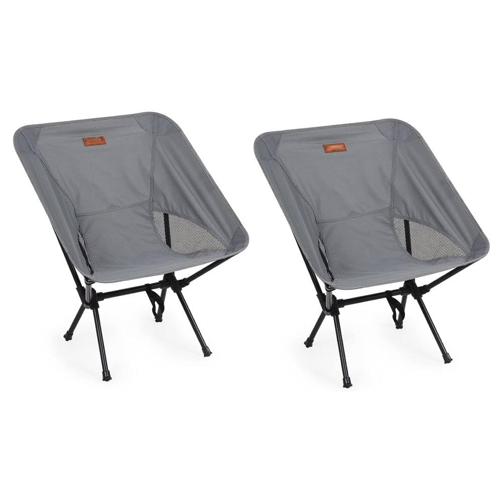 HomlyPro Folding Camping Chair, Pack of 2 - Compact & Lightweight Outdoor Chair for Adults, Comfortable Sitting, Ideal for Garden, Beach, Picnic, and Adventures (Grey)
