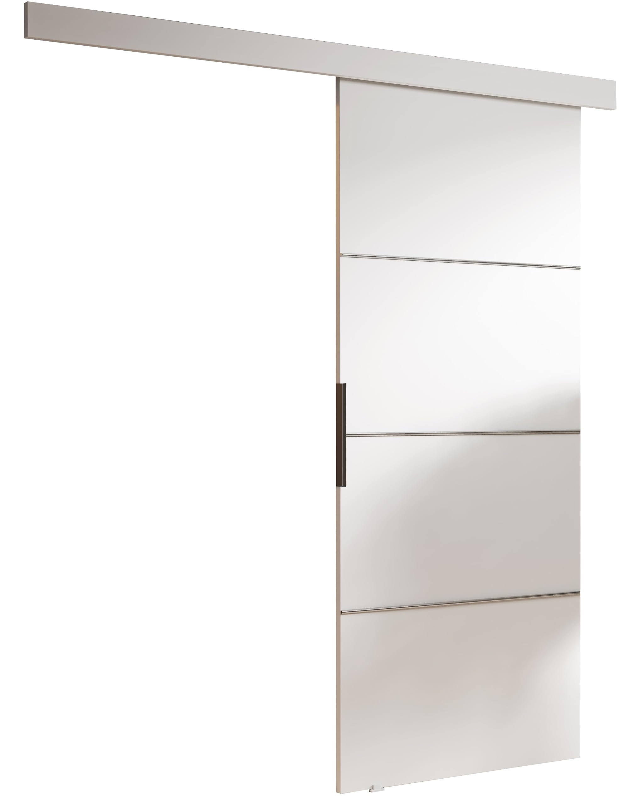 KIER FURNITURE Schiebetür Komplettset - MALIBU - Tür mit Laufschiene - Schiebetürsystem - Raumspartür - Innentüren - Schiebetür - Weiß 96 x 205 x 1,6 cm