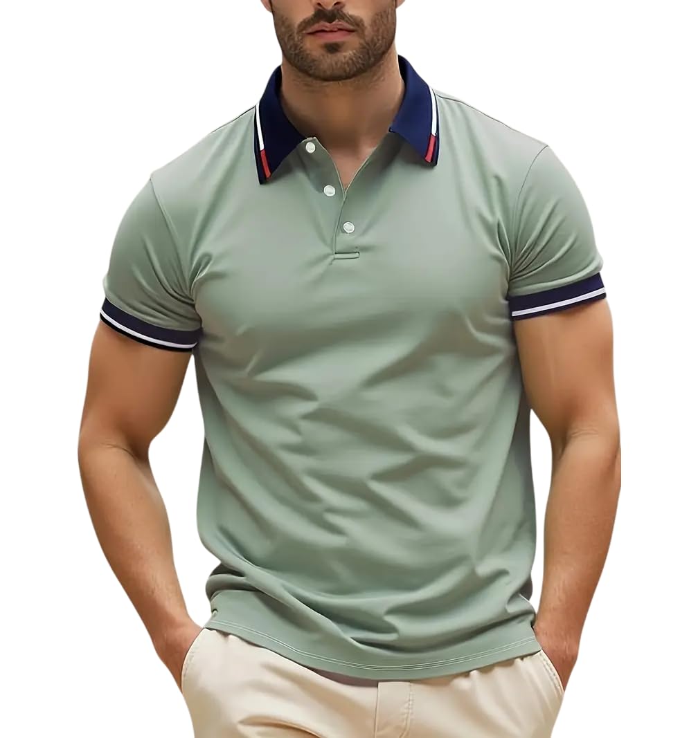 Mens Polo T-Shirt || Men’s Color Block Polo Tshirt | Short Sleeve Casual Pullover with Collar |Casual Wear for Men | Mens Regular FIT T-Shirts-image-42
