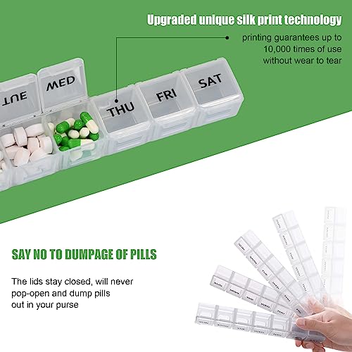image for MODENGKONGJIAN 2 Pack Weekly Pill Organizer, Large 7 Day Pill Case, Da