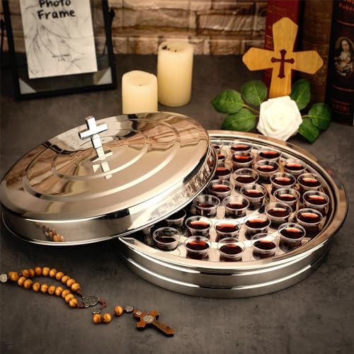 Communion-Ware-3-Holy-Wine-Serving-Trays-with-1-Cover-Stainless-Steel-Communion-Supplies-Silver-Communion-Trays-for-Churches-Holy-Ware-Sets