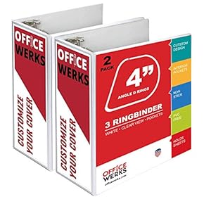 Performore FBA Binders 4-Zoll D-Ringordner 2er-Pack Weiß