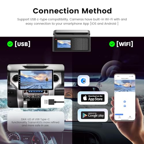 Dasaita USB Dash Cam 1080P Car Camera, Front Dash Camera for Android Car Stereo, with 1.47" IPS HD Display, 170°Wide Angle, WiFi, WDR, G-Sensor, Loop Recording, Free 32GB Card，Night Vision - DAS-U2 - image 4