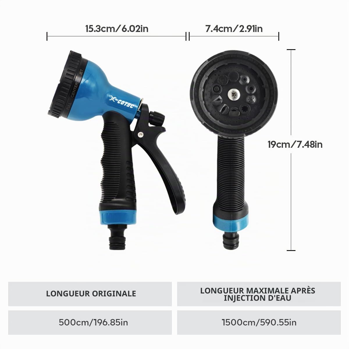 Tuyau Arrosage Extensible, Tuyaux D'arrosage 30m/100ft, Tuyau D'arrosage Retractable avec Adaptateur 1/2" et 3/4", 10 Modèles de Pulvérisation, pour Jardin Irrigation Nettoyage