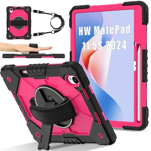 Étui pour Huawei MatePad 11.5S 2025 antichoc rose rouge avec béquille