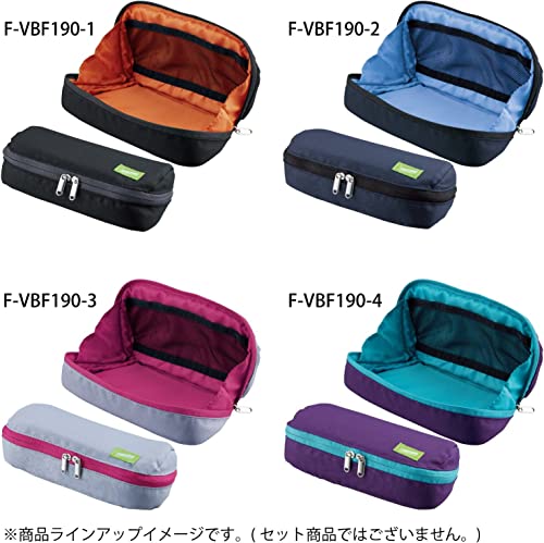 Image of Kokuyo Shellbro Pen Case, Shell-shaped structure, Big Capacity Pencil Case, Large Pencil Pouch, Stationery Pen Bag, Navy x Blue, Japan Import (F-VBF190-2)