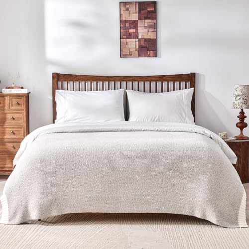 Image of CozeCube Reversible Knitted Throw Blanket, Grey White Melange 50 inchx60 inch