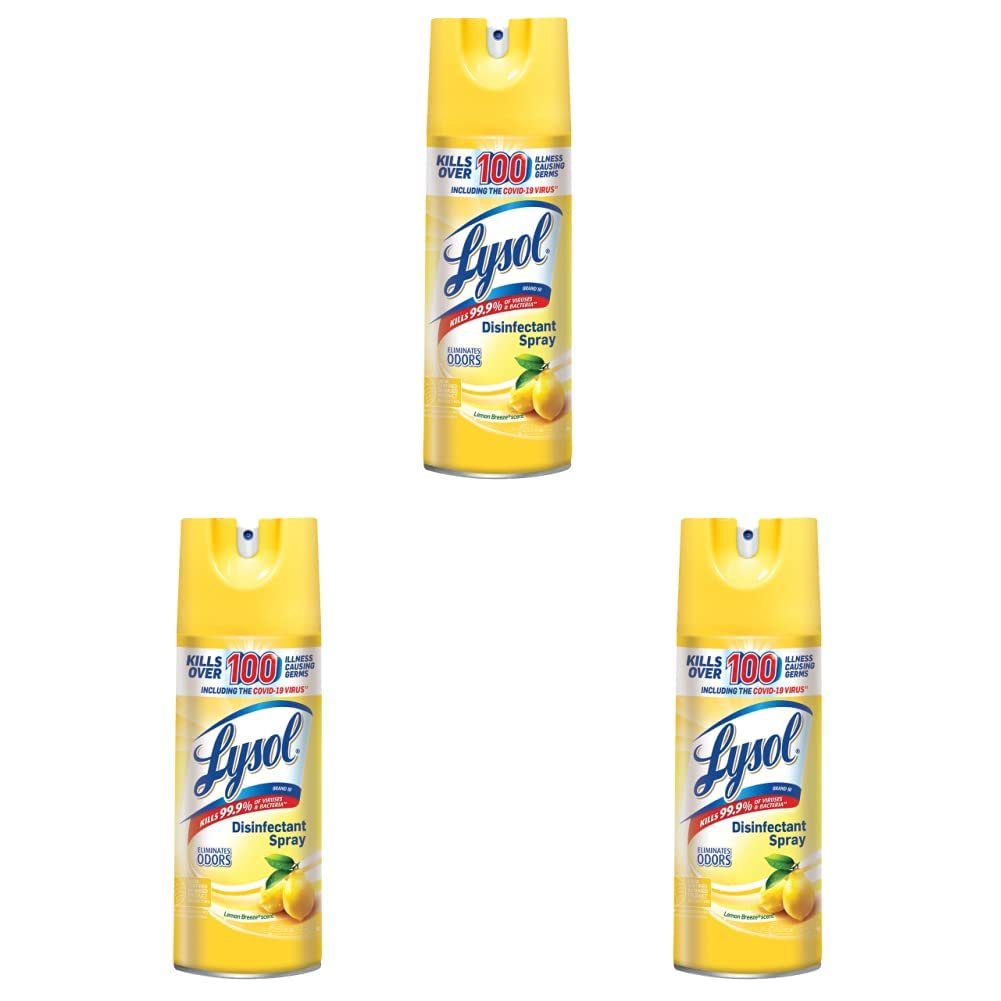 Lysol Disinfectant Spray, Sanitizing and Antibacterial Spray, For Disinfecting and Deodorizing, Lemon Breeze, 12.5oz (Pack of 3)