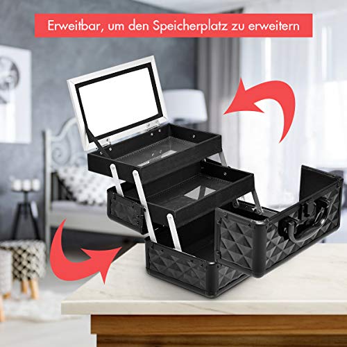 DREAMADE Kosmetikkoffer Mini, Schminkkoffer Make-up Multikoffer, Beauty Case, Make-up Box Kosmetikkasten ausklappbar… – Bild 3