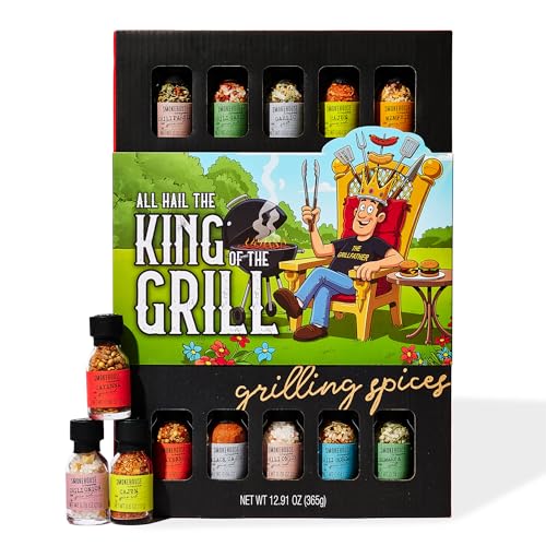 Image of Smokehouse by Thoughtfully, Gourmet Ultimate Grilling Spice Set with King of the Grill /Father's Day Wrap, Includes 20 BBQ Seasonings & Rubs Like Chili Garlic, Italian, and Cajun, Gift for Dad, Uncle, Husband