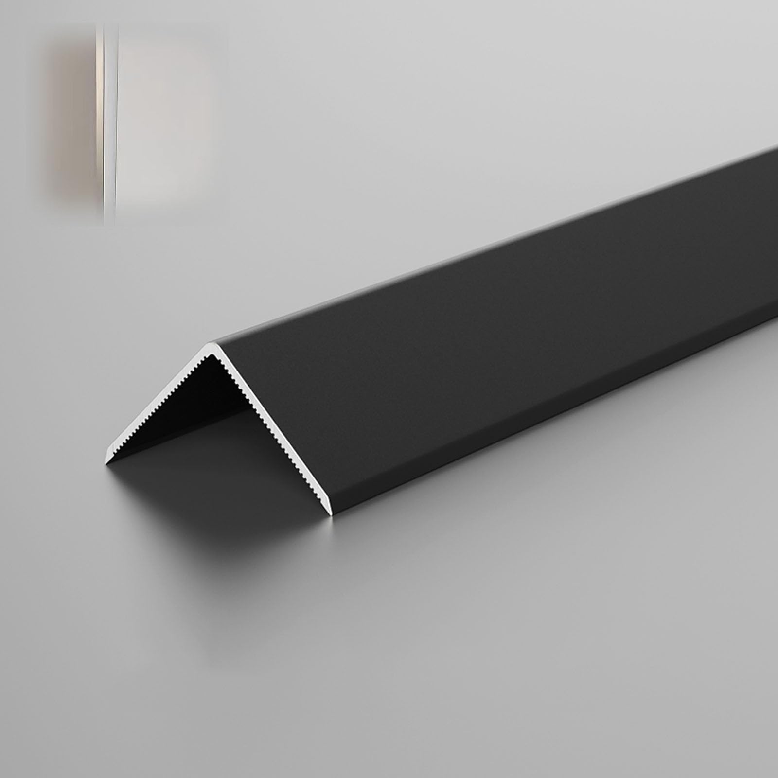 Floor Transition Strip Aluminum, 3 pcs Wall Corner Protector 1 m Floor Edging Trim Strip Stair Edge Protector for Laminate Floor/Vinyl/Tile(Matte Black,20 mmx1 m)