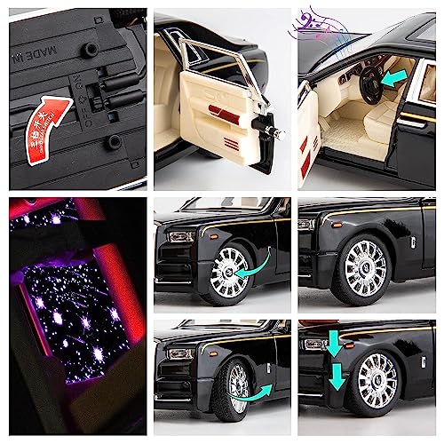 Image of LONGMIRE Metal Pull Back Diecast Car Pull Back Model with Sound Light Boys Gifts Toys for Kids Pack of 1, Multicolor (1:32 Rolls Royce Phantom)