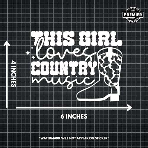 Image of This Girl Loves Country Music - Southern Vinyl Decal Sticker for Car, Truck, Window, Laptop, Cowgirl, Western, Country Music, Farm Life, Rodeo, Boots, Horses, Cowboy (White)