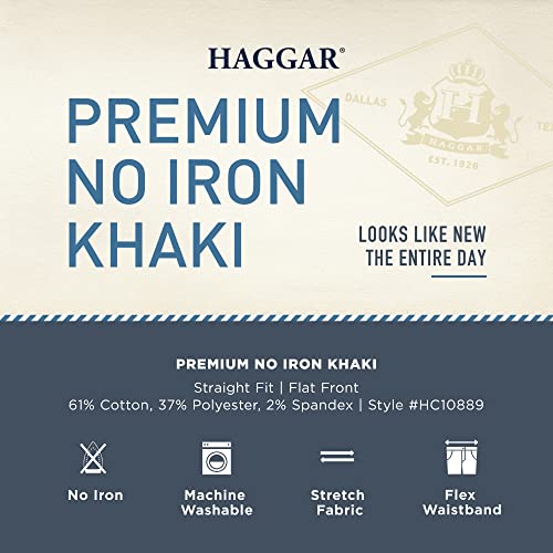 Haggar Men's Premium No Iron Khaki Straight Fit & Slim Fit Flat Front Casual Pant, Sand, 38W x 34L by Haggar - Used condition - Image 4