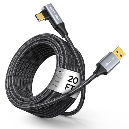 20FT Link Cable for Meta/Oculus Quest 3/2/Pro, Pico 4, and PC/Steam VR - [High-Speed 5Gbps Data Transfer & Fast Charging] - Premium Nylon Braided USB 3.0 to USB-C Cable for VR Headsets and Gaming