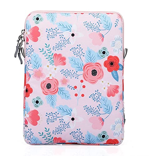 Image of SWOOK 9-11 Inch Tablet Sleeve Case for 2020 iPad Air 4 10.9, iPad Pro 11 2018-2021, iPad 10.2, Galaxy Tab A7 10.4, S6 Lite 2020, Surface Go 2 /1, Fit Apple Smart Keyboard (Red Flower, 9-11 inch)