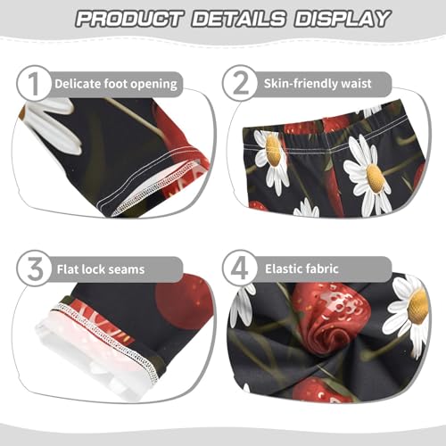 Toddler Girls Leggings Printed Yoga Pants Leggings White Daisy Strawberry for Kids3