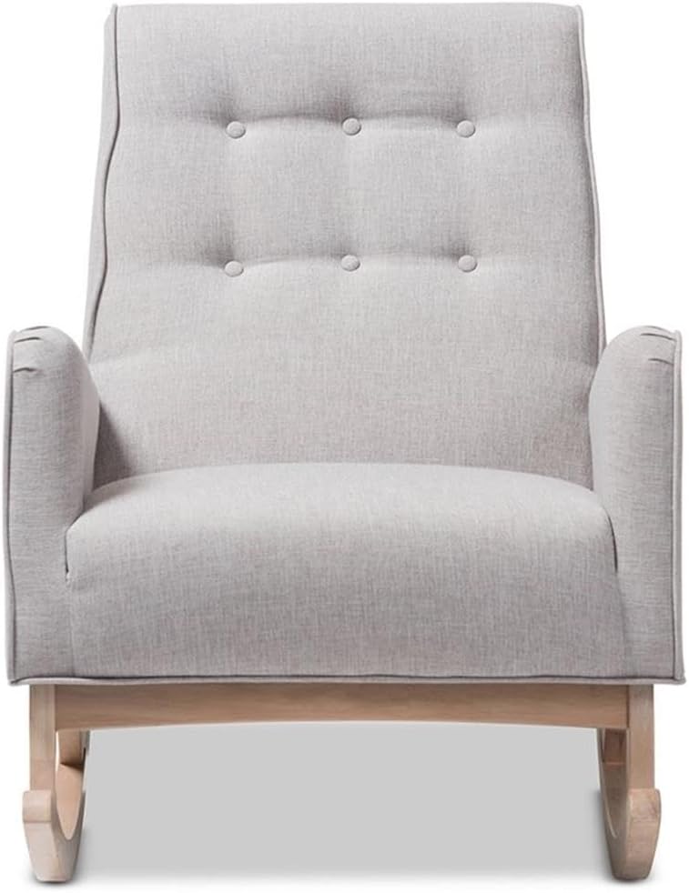 Baxton Studio Marlena Tufted Rocker in Grayish Beige
