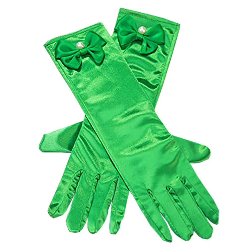 L-Peach Kids Satin Bowknot Formal Gloves Girl's Princess Costume Gloves for Bride Party Halloween Christmas Cosplay — image 1