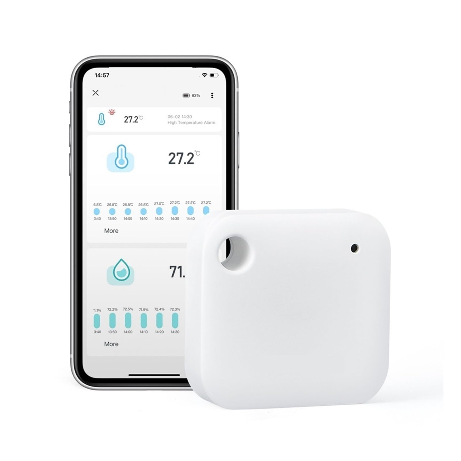 Termohigrómetro Sensor De Temperatura Y Humedad WiFi De Tamaño De Bolsillo De 2,4 GHz, Termómetro Interior, Higrómetro, Sensor 2 En 1 con Alarmas De Temperatura